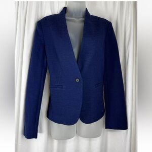 Ann Taylor LOFT Collarless Structured Blazer Navy Blue Size 2